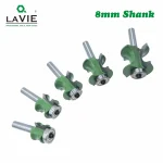 Juego de 5 Fresas para Router de Carburo - Corte en Media Luna (Vástago 8mm)