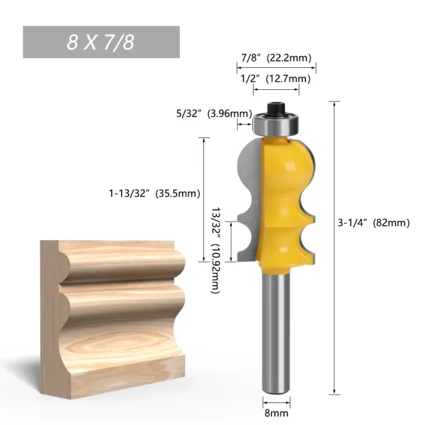 Fresa Carburada de Calidad Industrial para Router – Molduras Decorativas Precisas - Vástago de 8mm