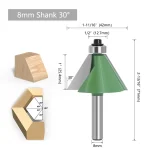 Fresa para Router de Madera – Chaflán de 30° | Vástago de 8mm