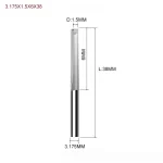 Fresa de Punta recta para CNC – 2 Filos de Carburo, Vástago de 3.175, 4mm, 6mm y 8mm