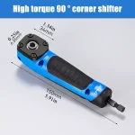 Destornillador de Esquina 90 Grados Multifuncional con Vástago Hexagonal 1/4"