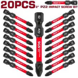 Juego 20 Puntas PZ2 Impacto 50mm | Bits Pozidriv Magnéticos Alta Resistencia para Taladro